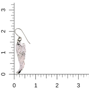 5 of 7: Aluminum Guardian Angel Wing Drop Earring on a ruler for scale