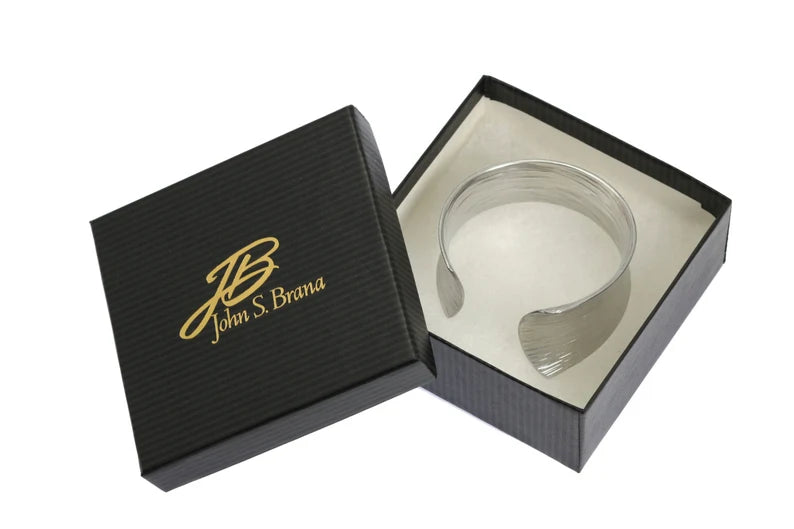Tapered Bark Anticlastic Aluminum Bangle Bracelet in a Black Gift Box with Gold Logo