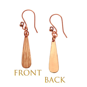 3 of 7: Bark Embossed Mini Copper Teardrop Earrings