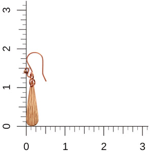 5 of 7: Bark Embossed Mini Copper Teardrop Earrings on Ruler for Size Dimensions