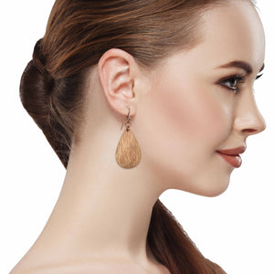 6 of 8: Stunning Woman Wearing Bark Embossed Small Teardrop Earrings
