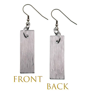 3 of 7: Front and Back Views of Aluminum Bark Dangle Earrings