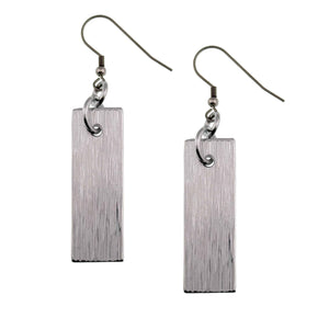 1 of 7: A Pair of Aluminum Bark Dangle Earrings on a White Background