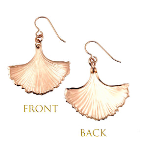 3 of 7: Front and Back Views of Bronze Ginkgo Leaf Earrings