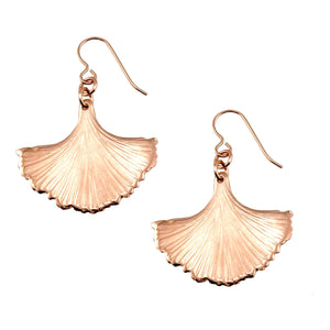 1 of 7: A Pair of Bronze Ginkgo Leaf Earrings on a White Background