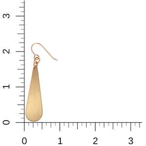 5 of 8: Brushed Bronze Long Teardrop Earrings on Ruler for Size Dimensions