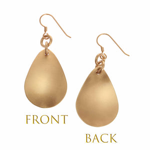 3 of 8: Brushed Bronze Medium Teardrop Earrings Front and Back Views
