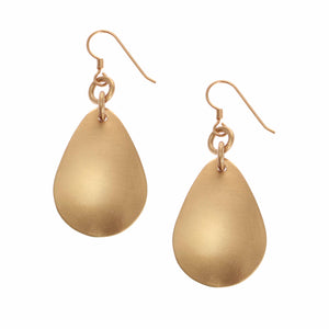 1 of 8: A Pair of Brushed Bronze Medium Teardrop Earrings on a White Background