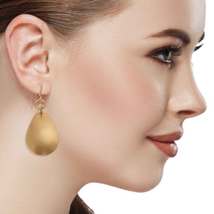 4 of 8: Stunning Woman Wearing Brushed Bronze Medium Teardrop Earrings