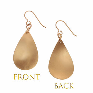 3 of 7: Brushed Bronze Teardrop Earrings Front and Back Views