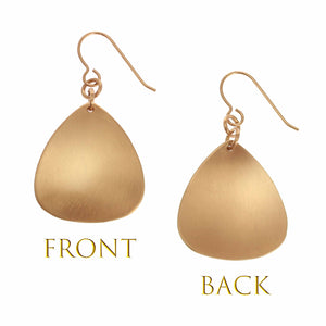 3 of 7: Brushed Bronze Triangular Drop Earrings Front and Back Views
