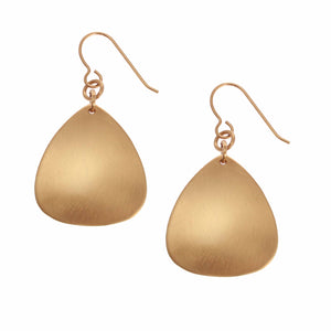 1 of 7: A Pair of Brushed Bronze Triangular Drop Earrings on a White Background