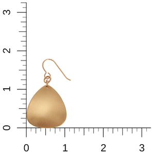 5 of 7: Brushed Bronze Triangular Drop Earrings on Ruler for Size Dimensions