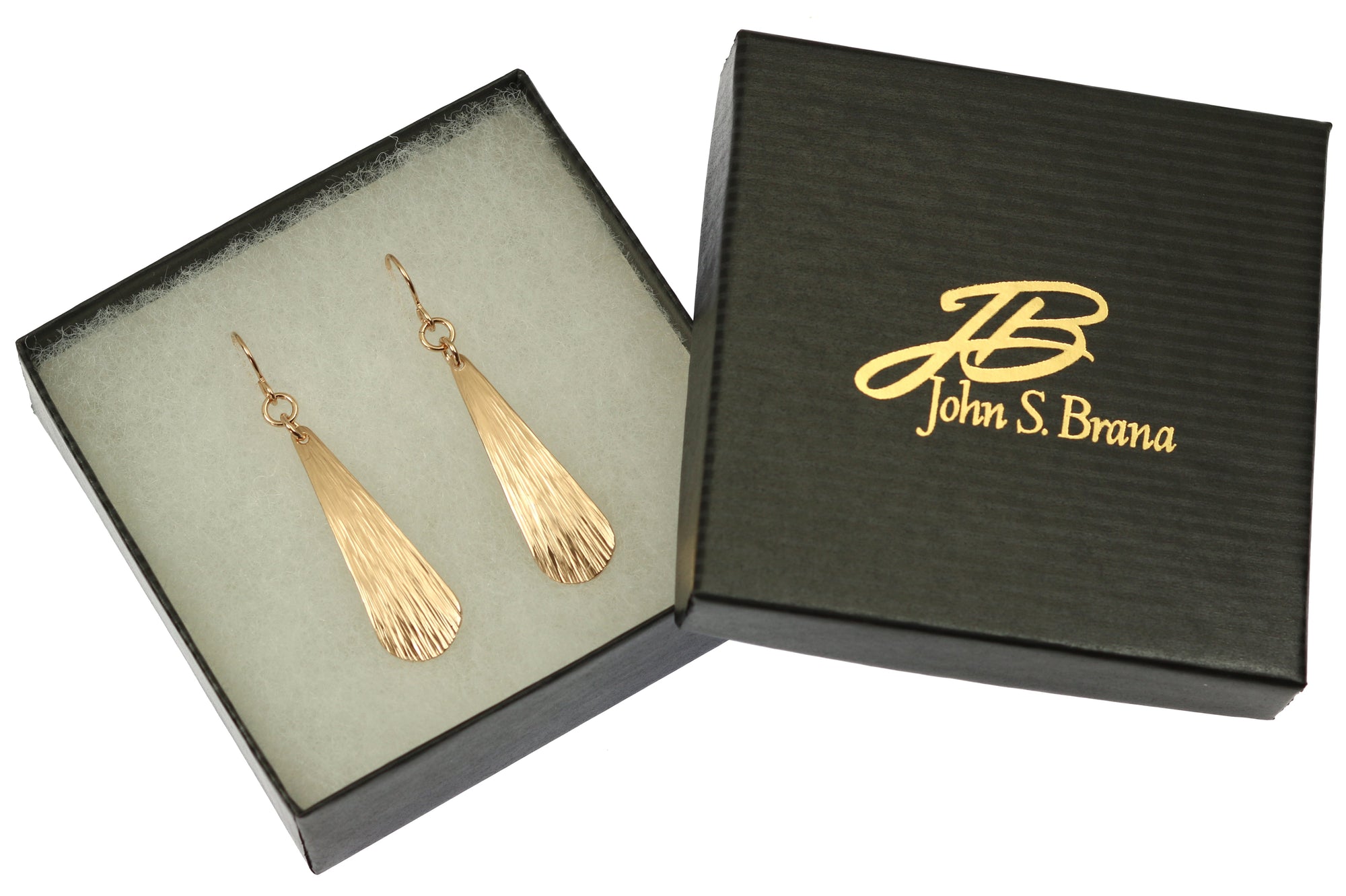 Gift Boxed Bronze Bark Long Teardrop Earrings