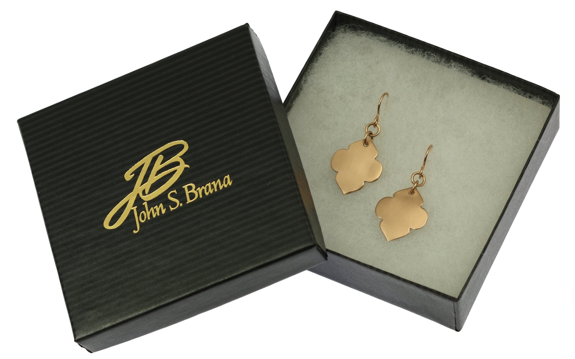 Boxed Brushed Bronze Quatrefoil Dangle Earrings