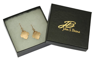 5 of 6: Brushed Bronze Quatrefoil Dangle Earrings in Black Gift Box