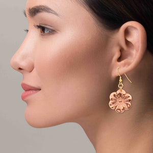 4 of 8: An Elegant Woman Wearing Copper Cherry Blossom Earrings