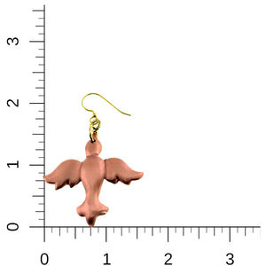 5 of 6: Copper Christmas Dove Dangle Earring on a ruler for scale
