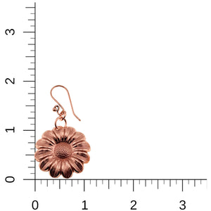 5 of 8: Copper Daisy Disc Drop Earring  on a ruler for scale