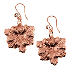1 of 7: A Pair of Dogwood Blossom Copper Drop Earrings on a White Background