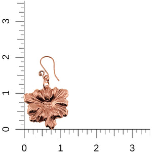 5 of 7: Dogwood Blossom Copper Drop Earrings on a ruler for scale