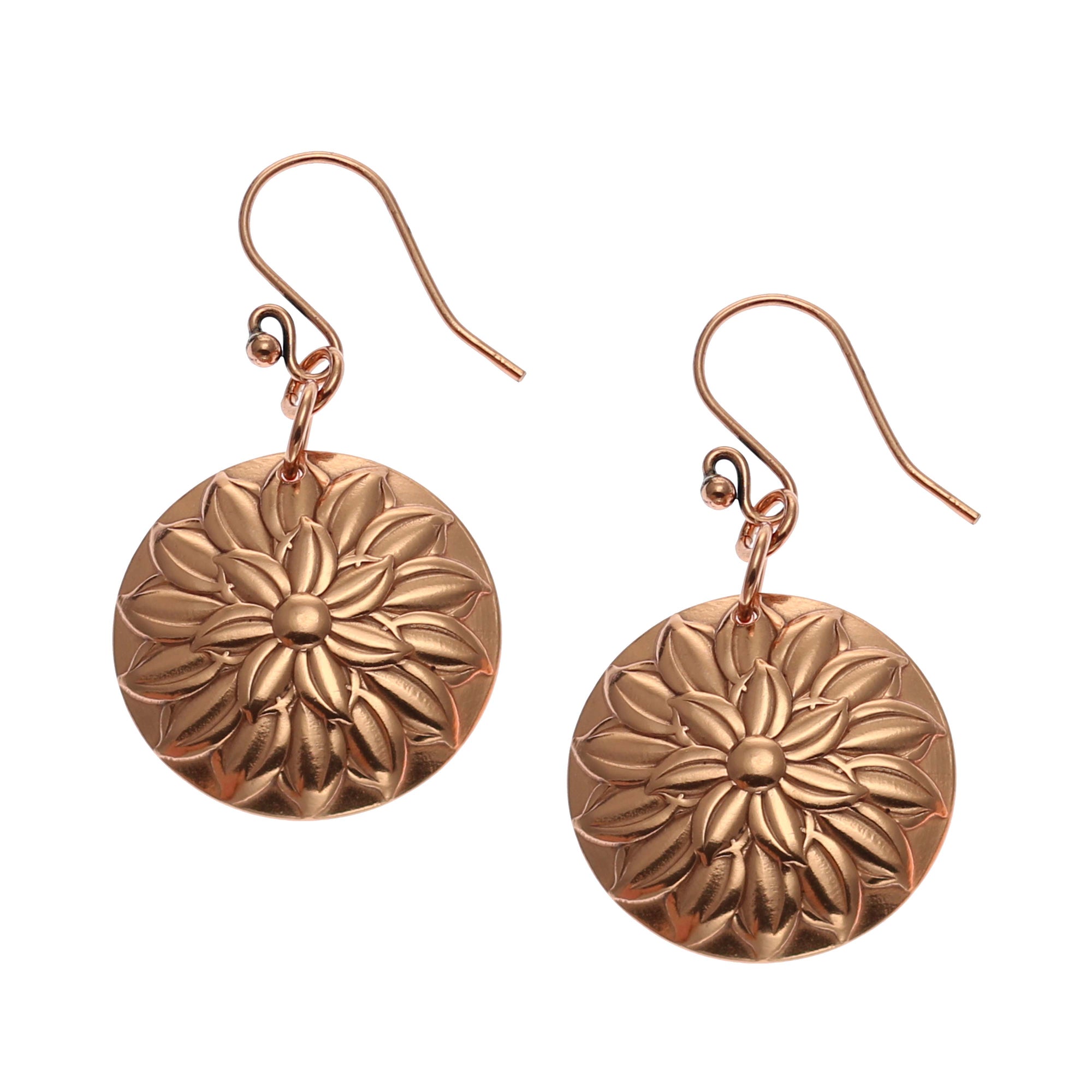 Chrysanthemum Copper Disc Earrings