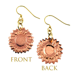 3 of 7: Copper Sunflower Medallion Dangle Earrings