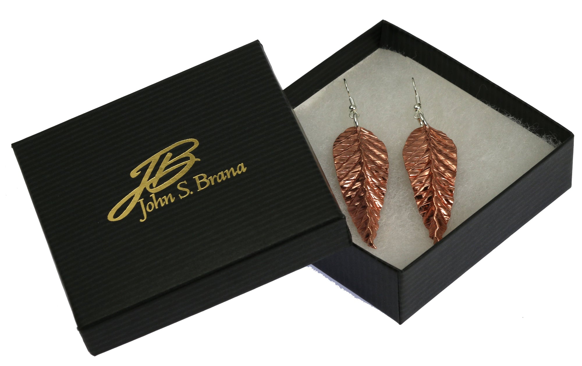 Corrugated Fold Formed Copper Leaf Earrings in Gift Box