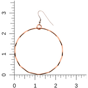 7 of 8: Corrugated Copper Hoop Earrings on a Ruler for Size Dimensions