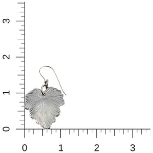 5 of 7: Grape Leaf Aluminum Dangle Earring on a ruler for scale