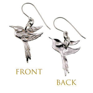 3 of 7: Front and Back Views of Great Blue Heron Aluminum Earrings 