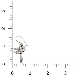 5 of 7: Great Blue Heron Aluminum Earrings  with a ruler for scale on a white background