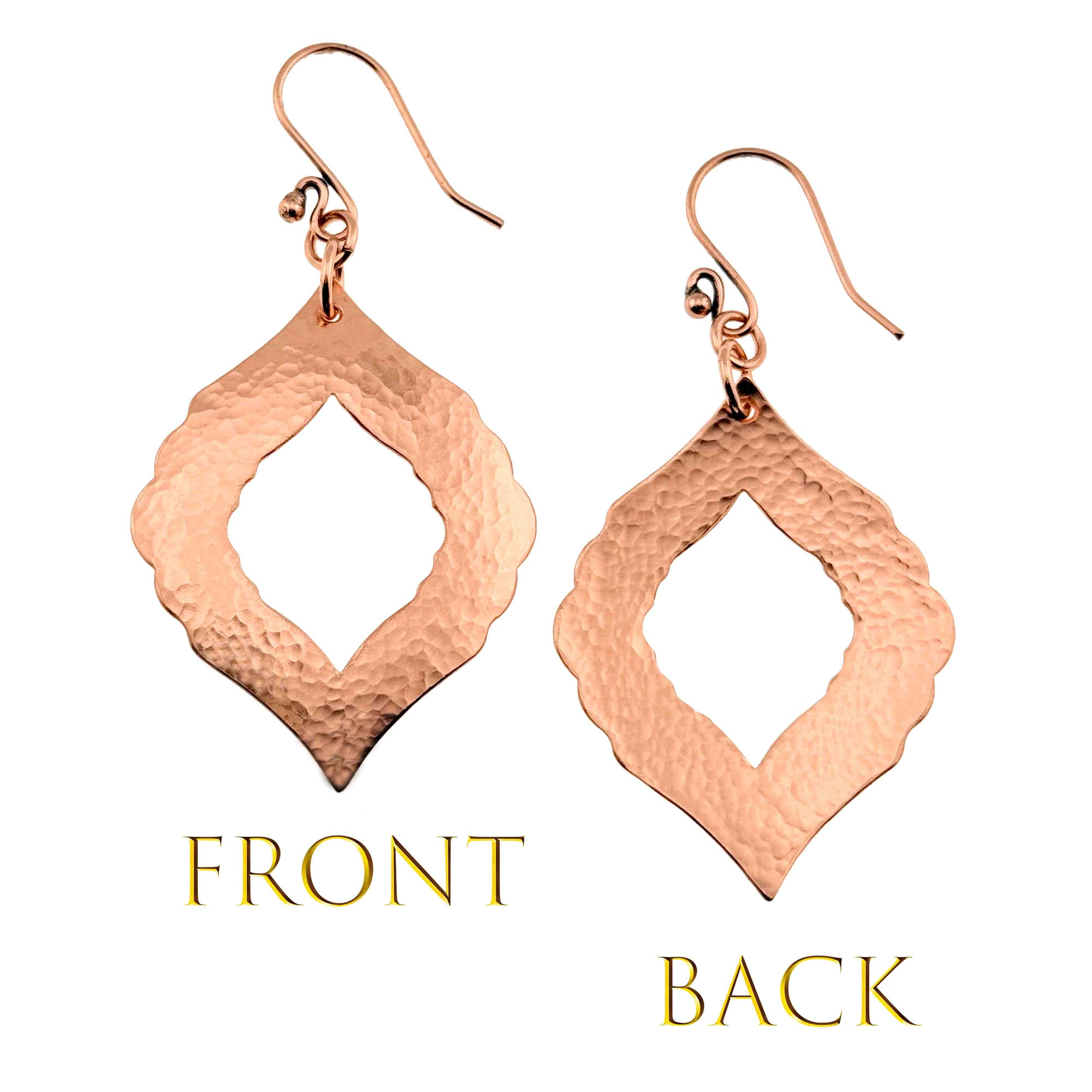 Hammered Copper Pierced Moroccan Drop Earrings