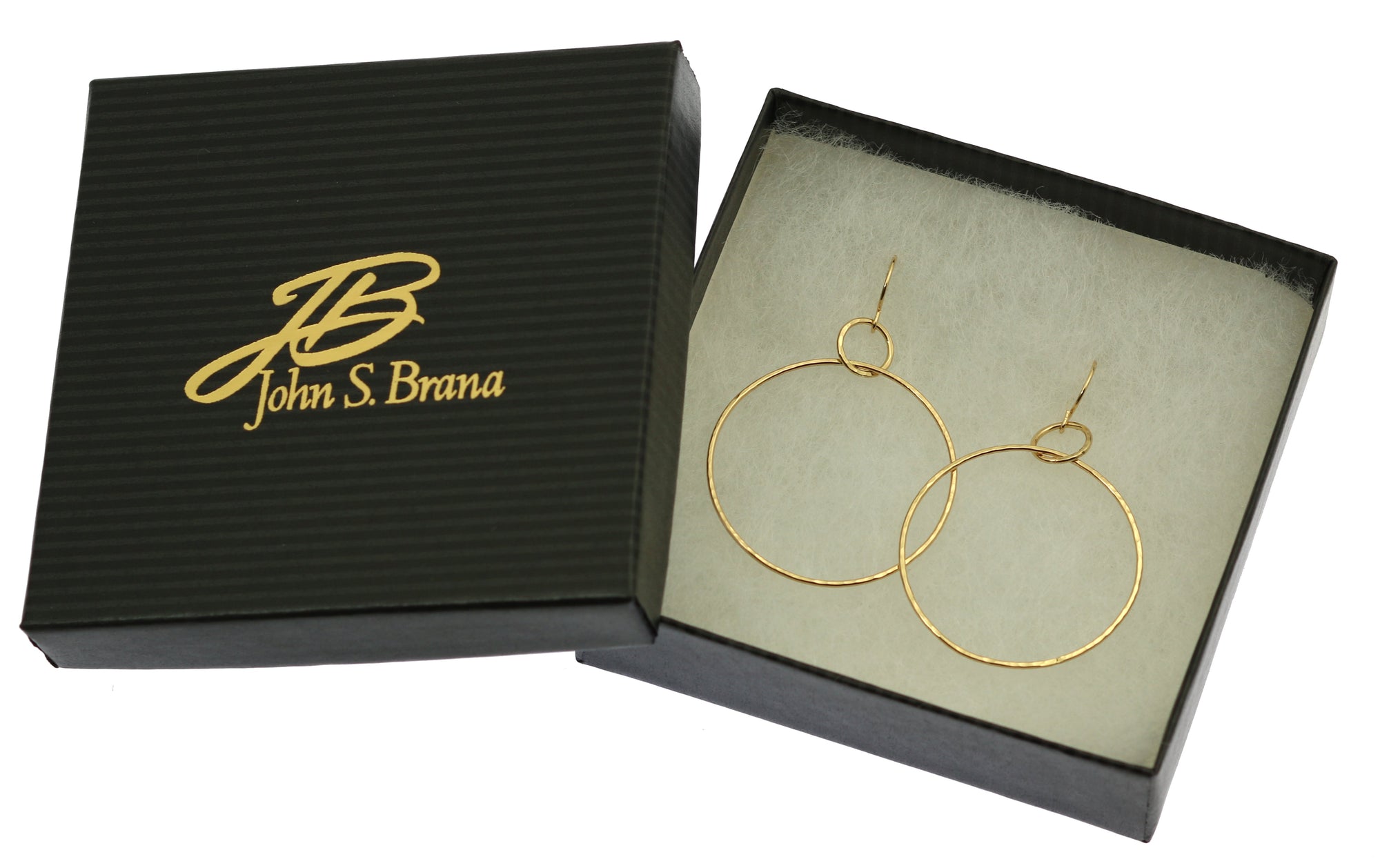 Hammered Nu Gold Brass Hoop Earrings in Gift Box