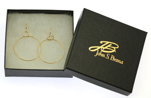 4 of 5: Gift Boxed Hammered Nu Gold Brass Hoop Earrings