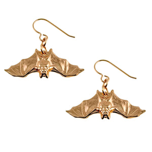 1 of 7: Hanging Bat Bronze Dangle Earrings on a white background