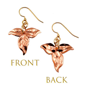 3 of 7: Front and Back Views of Ivy Leaf Copper Earrings