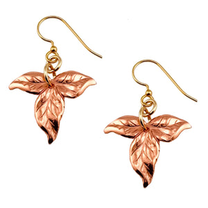 1 of 7: A Pair of Ivy Leaf Copper Earrings on a White Background