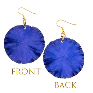 3 of 7: Front and Back Views of Large Cobalt Blue Lily Pad Anodized Aluminum Leaf Earrings