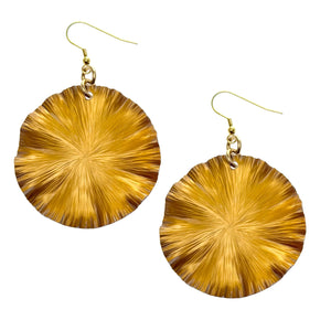 1 of 7: A Pair of Large Light Orange Anodized Lily Pad Drop Earrings on a White Background