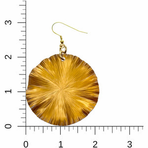 4 of 7: Large Light Orange Anodized Lily Pad Drop Earrings on a Ruler for Size Dimensions