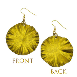 3 of 7: Front and Back Views of Large Canary Yellow Lily Pad Anodized Aluminum Leaf Earrings
