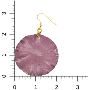 4 of 6: Large Mauve Anodized Aluminum Large Lily Earrings on a Ruler for Size Dimensions