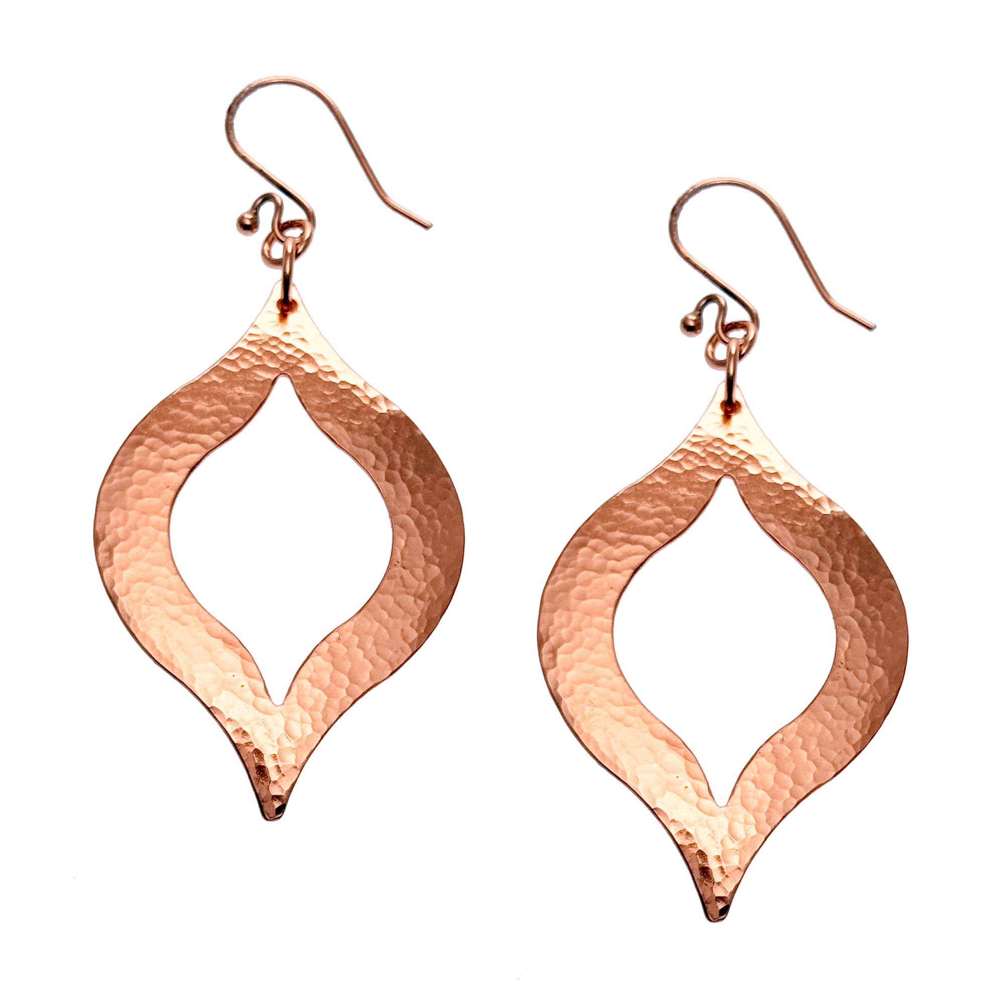 Large Pierced Hammered Copper Marrakesh Earrings