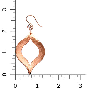 5 of 7: Large Pierced Hammered Copper Marrakesh Earrings on a Ruler for Size Dimensions