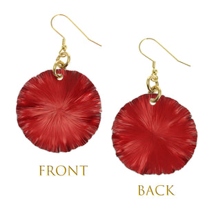 3 of 7: Front and Back Views of Large Red Anodized Aluminum Lily Pad Earrings