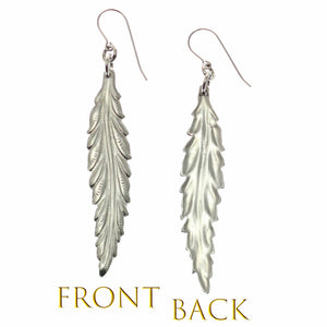 3 of 7: Long Feather Aluminum Drop Earrings