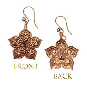 3 of 7: Starflower Mandala Copper Drop Earrings
