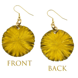 3 of 7: Front and Back Views of Medium Canary Yellow Anodized Aluminum Lily Pad Earrings