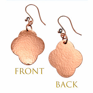 3 of 7: Medium Hammered Copper Clover Drop Earrings